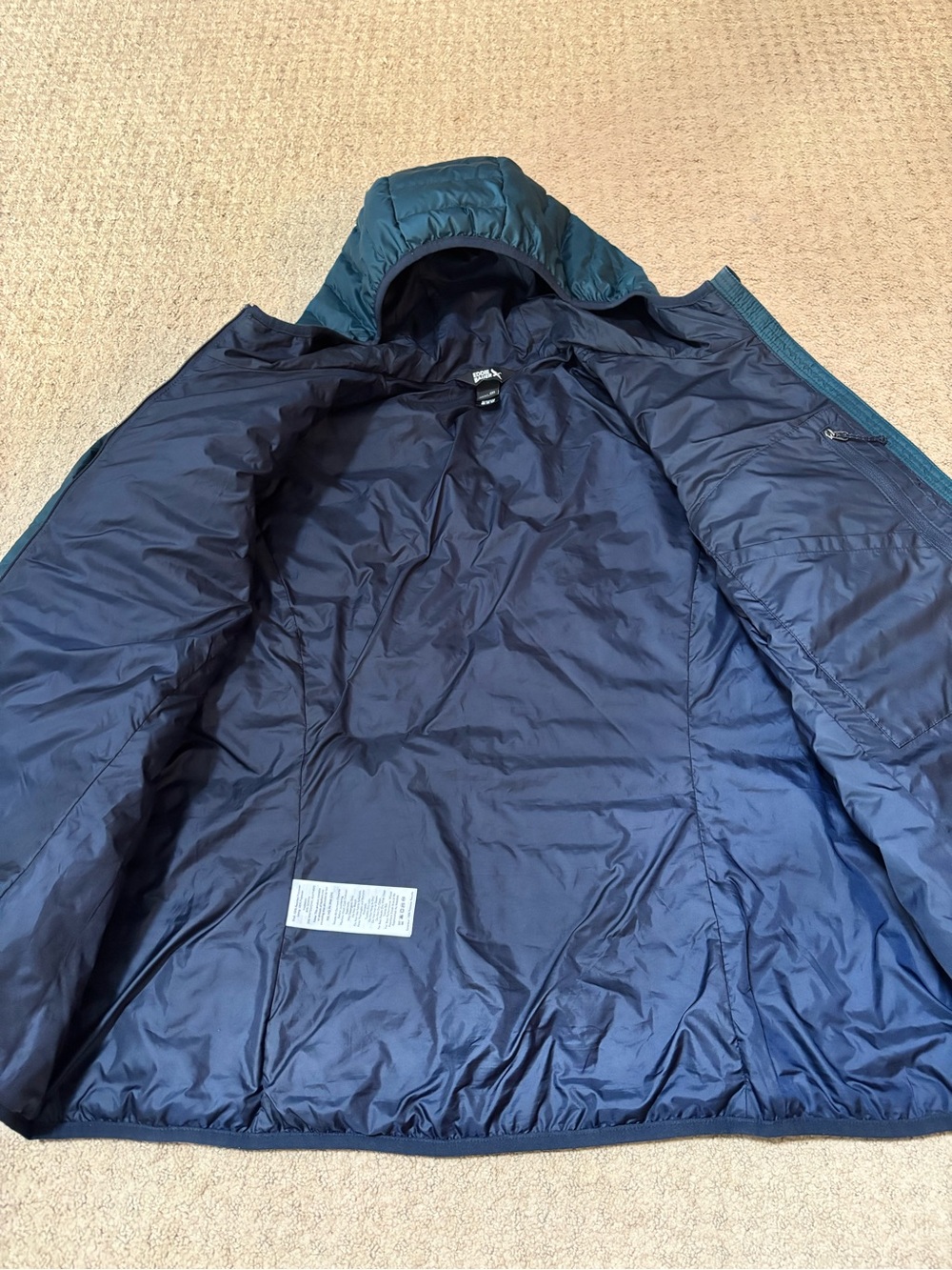 Eddie Bauer Women’s 2XL EB650 Down Hoodie Puffer Jacket Teal Blue-Green Packable - Picture 6 of 11